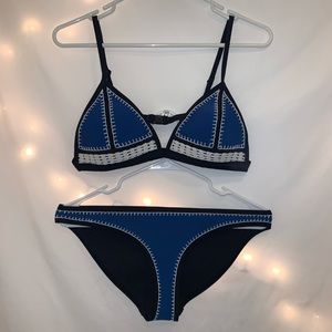 Triangl Swimwear Blue and Black Bikini